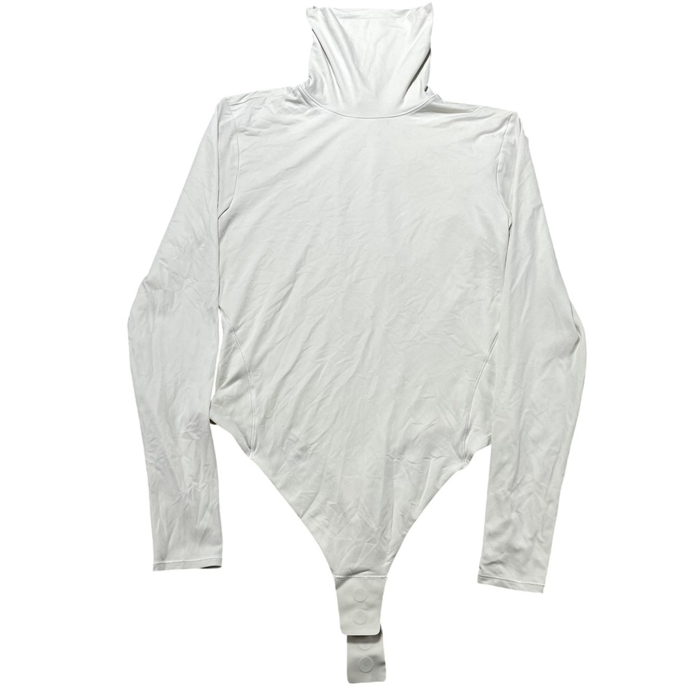 Lululemon Bodysuit Womens Medium White Long Sleeve Turtleneck Stretch Jersey